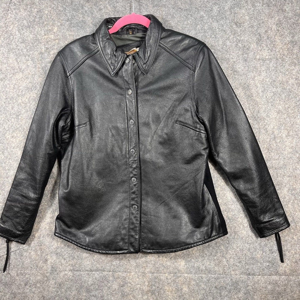 Harley-Davidson Womens Size SM Embossed Leather Jacket Black DC‎